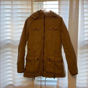 Tan coat with fur inside